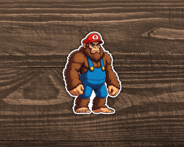 A Bigfoot sticker that looks like Mario.